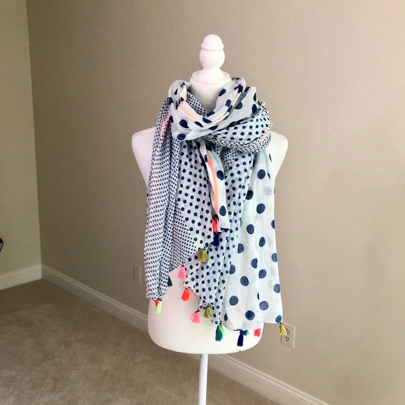 Polka Dot Tassel Scarf - Picture 2 of 9